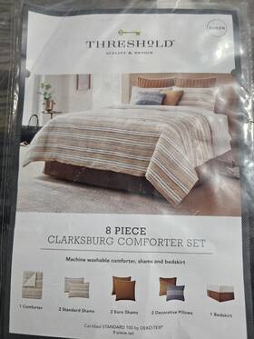 79683245 Threshold Queen 8pc Clarksburg Comforter Set Natural -