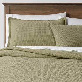 80932053 Threshold King Washed Waffle Duvet Cover And Sham Set Sage Green -