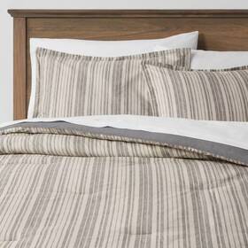 80944684 Threshold 7pc Queen Rangeley Stripe Comforter Set With Sheets Gray -