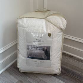 81786112 Threshold Boucl King Comforter Set 3 Piece White Polyester Bedroom