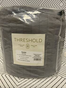 81786163 Threshold King Washed Cotton Sateen Quilt Dark Gray As Shown