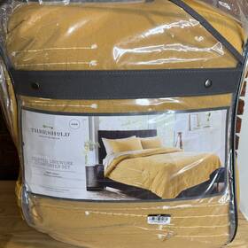 81786273 Threshold Brand New Simple Woven Stripe King Comforter And Sham Set Color Cognac