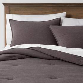 81789264 Threshold California King Space Dyed Cotton Linen Comforter And Sham Set Dark Gray