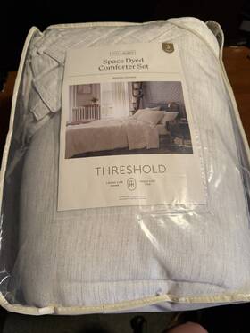 81789265 Threshold Cotton/linen Comforter And Sham Set Space Dyed Light Gray Full/queen