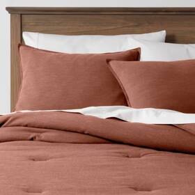 81789277 Threshold Full/queen Dyed Cotton Linen Comforter And Sham Set Cognac