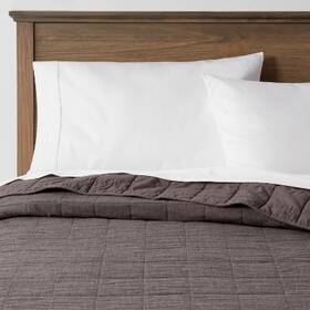 81789310 Threshold Quilt Cotton/linen Blend Space Dyed Subtle Stitch Gray Full/queen