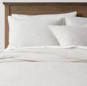 81789318 Threshold 3 Pc Duvet Cover Set Double-needle Stitching Space Dyed Gray Cal King