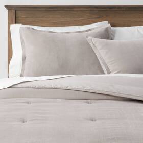 82253584 Threshold Full/queen Cotton Velvet Comforter And Sham Set Gray -