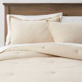 82253594 Threshold Velvet Comforter Set Cotton Finish Oeko-tex Khaki King