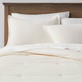82253596 Threshold Cotton Velvet Comforter Set Year-round Oeko-tex Cream Full/queen