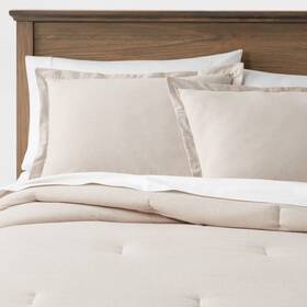 83245079 Threshold Full/queen Cotton Linen Chambray Comforter And Sham Set Khaki -