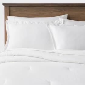 83245081 Threshold Full/queen Cotton Linen Chambray Comforter And Sham Set White -