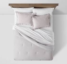 83245082 Threshold Comforter And Sham Set Cotton Linen Chambray Gray Twin/twin Extra Long