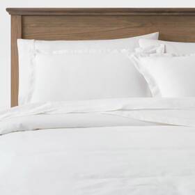 83245087 Threshold Full/queen Cotton Linen Chambray Duvet Cover And Sham Set White -