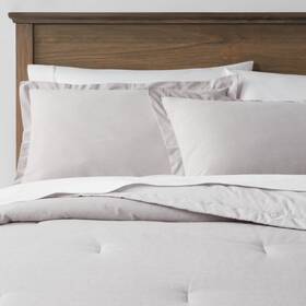 83245093 Threshold Full/queen Cotton Linen Chambray Comforter And Sham Set Gray -