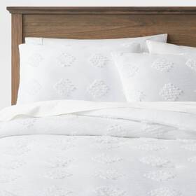 83889472 Threshold Twin/twin Extra Long Diamond Comforter And Sham Set White -