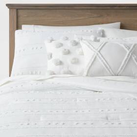 83902993 Threshold 5-piece Comforter Set Clipped Dots And Stripes Oeko-tex White King