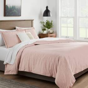 83903931 Threshold Full/queen Cotton Linen Chambray Duvet Cover And Sham Set Terracotta -
