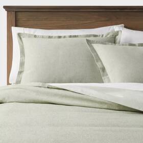 83903946 Threshold Twin/twin Extra Long Cotton Linen Chambray Duvet Cover And Sham Set Moss