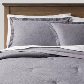 83903952 Threshold Twin/twin Extra Long Cotton Linen Chambray Comforter And Sham Set Navy