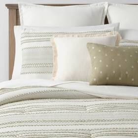 83905680 Threshold 8pc Full Clipped Jacquard Stripe Comforter Set Green -