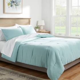 85260522 Threshold Full/queen Lustrous Velvet Comforter And Sham Set Light Teal Blue -