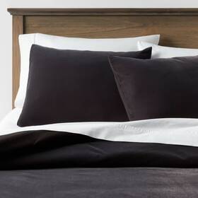 85260532 Threshold Full/queen Lustrous Velvet Duvet Cover And Sham Set Black -