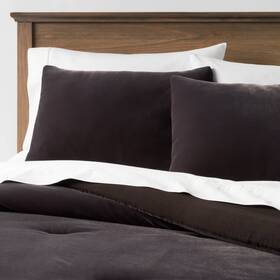 85260535 Threshold King Lustrous Velvet Comforter And Sham Set Black -