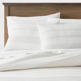 85261548 Threshold Full/queen Cotton Woven Stripe Duvet Cover And Sham Set White/light Gray