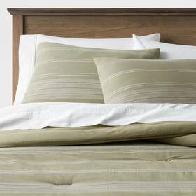 85261556 Threshold King Cotton Woven Comforter And Sham Set Moss Green/white -