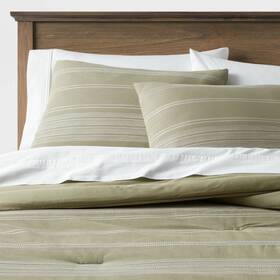 85261557 Threshold Full/queen Cotton Comforter And Sham Set Green/white -