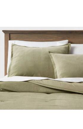 85275984 Threshold Full/queen Cotton Velvet Comforter And Sham Set Green -