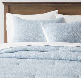 86714206 Threshold Cotton Comforter Set Quilted Floral Pattern Oeko-tex Blue King
