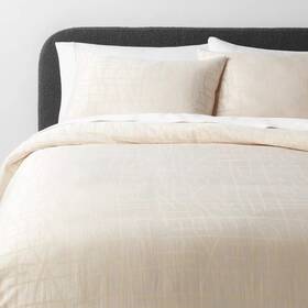 88665952 Threshold Duvet Cover Set Cotton Jacquard Luxe Collection Off-white King