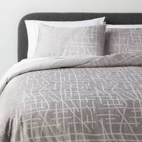 88665954 Threshold 3pc King Luxe Jacquard Duvet Cover And Sham Set Light Gray