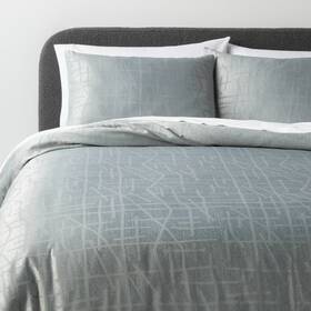 88665961 Threshold Jacquard Duvet Cover Set Needle Stitching Teal Green Full/queen