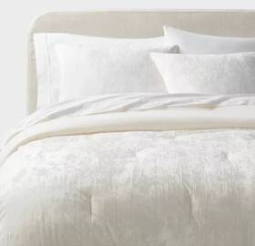 88666025 Threshold 3pc Luxe Distressed Crinkle Velvet Comforter And Sham Set Queen