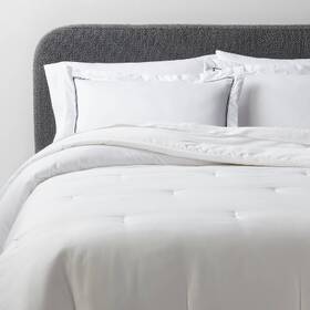88666044 Threshold 3pc King Luxe Embroidered Border Comforter And Sham Set White/dark Gray