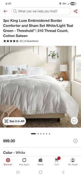88666045 Threshold Cotton Sateen Comforter Set Luxe Embroidered White/light Gray King