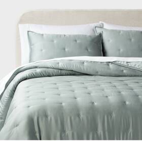 89158555 Threshold Lyocell Satin Comforter Set Cooling Breathable Solid Teal Green King