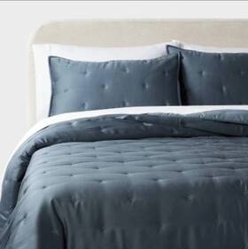 89158558 Threshold 3pc Full/queen Luxe Lyocell Comforter Set Sham Dark Teal Blue Shelf3