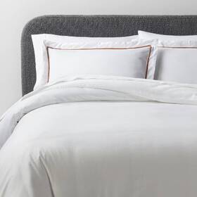 89162065 Threshold 3pc King Luxe Embroidered Border Duvet Cover And Sham Set White