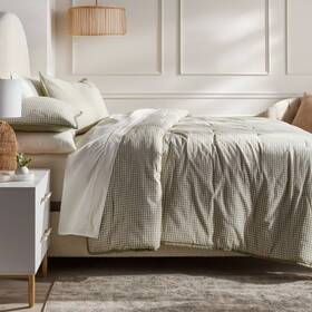 89207278 Threshold Full/queen Mini Gingham Comforter And Sham Set Moss Green -