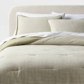 89207279 Threshold King Mini Gingham Comforter And Sham Set Moss Green -