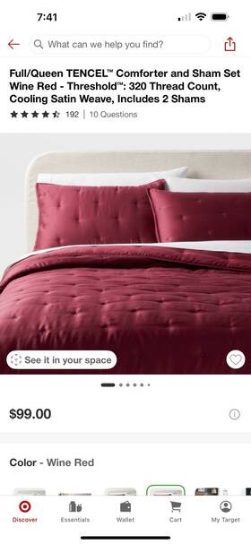 89208677 Threshold Full/queen Tencel Comforter And Sham Set Wine Red -