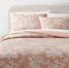 89209791 Threshold Full/queen Floral Print Duvet And Sham Set Light Pink - 310