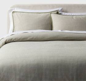 89209837 Threshold King Trad Mini Gingham Duvet And Sham Set Moss Green - New