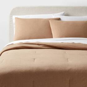 89210000 Threshold Full/queen Jersey Comforter And Sham Set Light Brown -