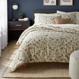 89210074 Threshold King Geo Matelasse Comforter And Sham Set Dark Olive Green -