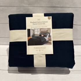 89211192 Threshold 3-piece Duvet Cover Set Sateen Oeko-tex Standard 100 Dark Navy King